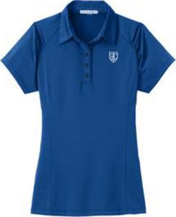 Ladies Fine Stripe Performance Polo, Seaport Blue/Navy